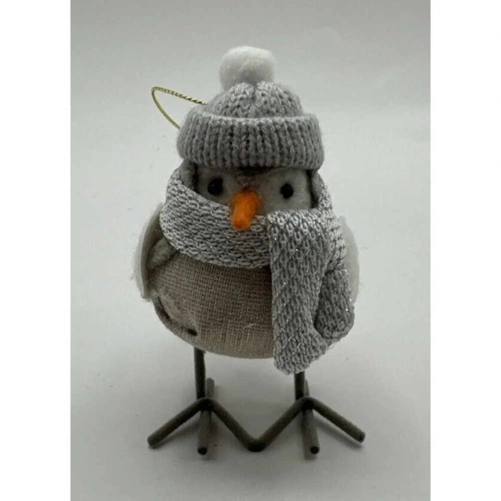 Target Christmas Featherly Friends Bird Ready for Winter Gray White Hat Ornament